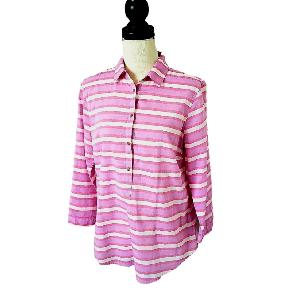 💕lands end  pink cotton shirt button up long sleeves size 6 NWOT💕